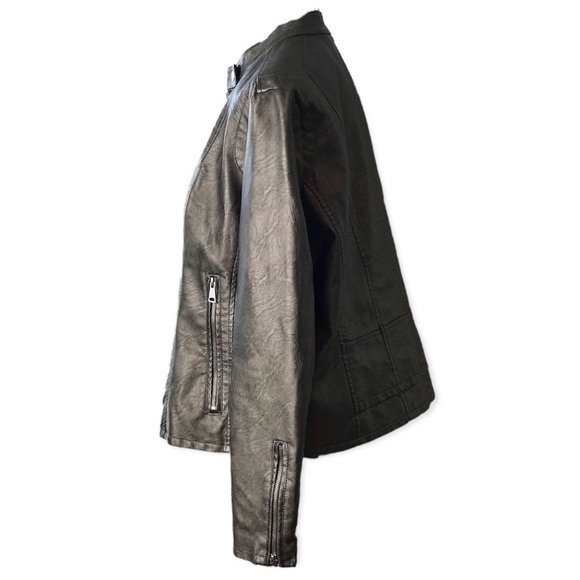Baccini Bronze Leather Full Zip Moto Jacket - Picture 2 of 9